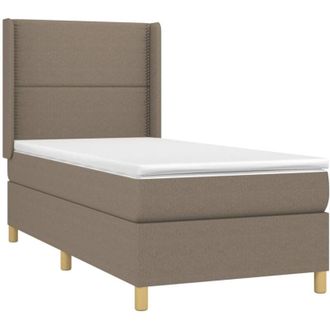 vidaXL Vidaxl - Cama Box Spring Con Colch&oacute;n Tela Gris Taupe 90x190 Cm