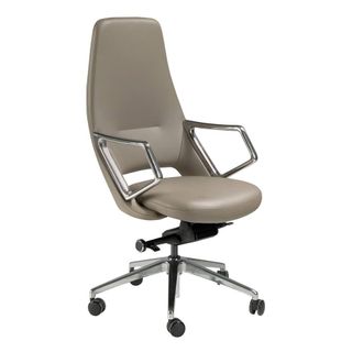 Angel Cerd&aacute; Leatherette Swivel Office Chair with Chrome Base in Grey