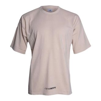 C.P. Company T-Shirts, male, Beige, Size: XL Jersey Crewneck T-shirt