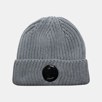 C.P. Company Accessoires C.P. Company Extrafine Merino Wool Lens Beanie in Grijs