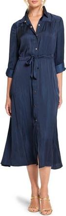 Nic+Zoe Julie Crinkle Satin Midi Dress in Dark Indigo at Nordstrom Rack, Size Small