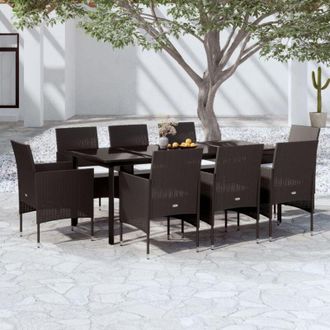 vidaXL Juego De Comedor De Jard&iacute;n 9 Piezas Con Cojines Negro Vidaxl