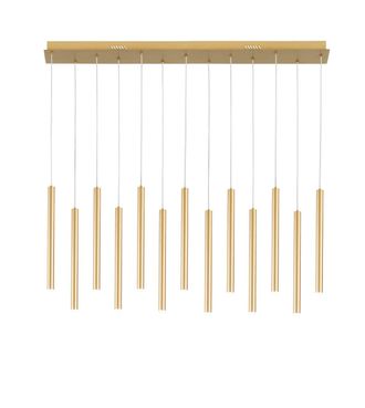 Luce-Ambiente-Design LED Suspension Pype with 13 Gold Metal Pendants, CCT