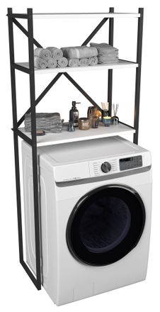 ebuy24 Vcm Gabinete De Superestructura Met&aacute;lica Lavadora Dimensiones: Al. 160 X An. 66 X T. 34 Cm 3 Estantes De Madera - Insasi (blanco)