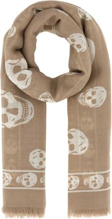 Alexander McQueen Beige Skull Printed Scarf
