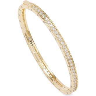 Melinda Maria Ashley Pav&eacute; 18k Gold Plate Cubic Zirconia Cuff in Gold-White at Nordstrom, Size Medium