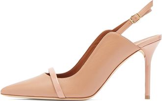 Generic Womens Slingback Slip On Pumps, Sexy Pointed Toe Stiletto Court Shoes, Solid Color Leather Dress Wedding Party High Heels Shoes,Nude,2.5 UK