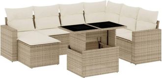 vidaXL Vidaxl - Set De Sof&aacute;s De Jard&iacute;n Y Cojines 8 Piezas Rat&aacute;n Sint&eacute;tico Beige