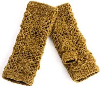Nirvanna Designs Flower Crochet Handwarmers in Moss at Nordstrom
