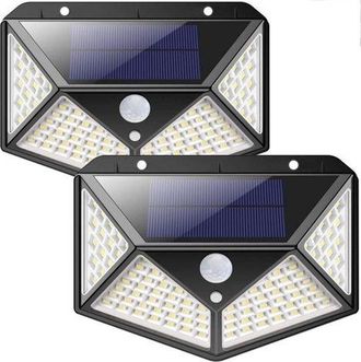 OEM Juego De 2 Luces Solares Para Exteriores Con 100 Led, Sensor De Movimiento, Resistencia Al Agua Ip65, 3 Modos De Funcionamiento, Ideales Para Jard&iacute;n, 