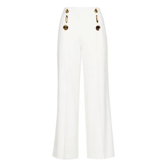 Simona Corsellini Wide Trousers, female, White, Size: L Pa01701 Straight-Leg Trousers