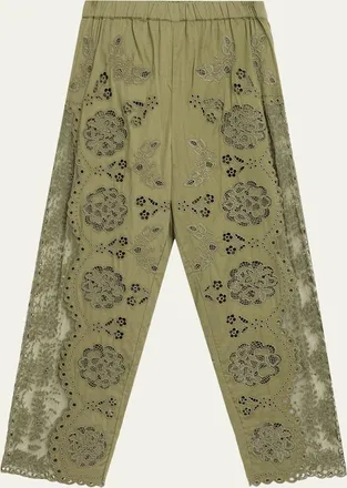Sea New York Gardener Embroidered Lace-Panel Pants