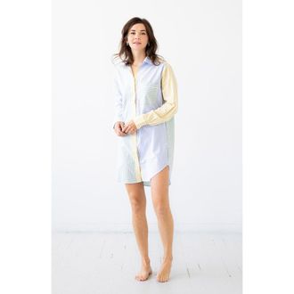 Salua Amalfi Stripes Resort Shirt in Light Blue-Green-Yellow at Nordstrom, Size X-Large