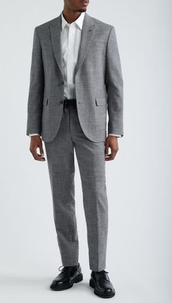 AllSaints Rawdon Slim Fit Grey M&eacute;lange Peak Lapel Suit at Nordstrom, Size 36 Regular