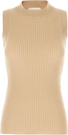Sportmax Tione 006 Mouwloze Top - Dames - Tops zonder mouwen - Beige - L - Katoen - Tops
