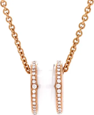 Bulgari B. Zero1 Pendant Necklace 18K Rose Gold and Ceramic with Diamonds