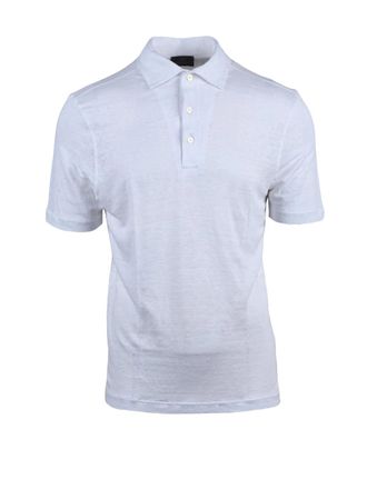 Ambrosio White Linen Polo Shirt
