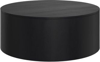 Simpli Home Millbury Solid Mango Wood 36In Round Contemporary Drum Coffee Table