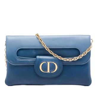Dior Pre-owned Double Clutch - Dames - Pre-owned - Blauw - Maat: ONE Size Leer