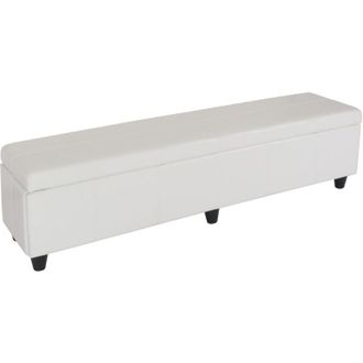 Hhg Panca contenitore elegante Kriens xxl pelle e ecopelle 180x45x45cm bianco