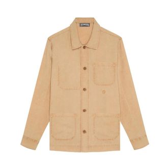 Vilebrequin Corentin Linnen Overshirt - Heren - Zomerjassen - Bruin - 3XL - Linnen - Jassen