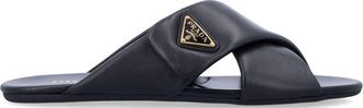 Prada Triangle-Logo Slides - Womens - Leather