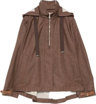 Herno Jassen, Dames, Bruin, L, Hooded Jacket