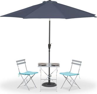 Relaxdays Relaxdays - Sombrilla, &Oslash; 300 Cm, Plegable, Con Manivela Y Funda, Parasol Redondo De Jard&iacute;n, Balc&oacute;n, Terraza, Antracita