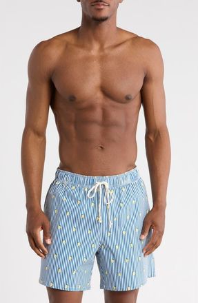 Rainforest Lemon Seersucker Swim Trunks in Bering Sea at Nordstrom Rack, Size X-Large