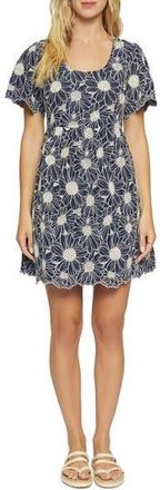 Lost + Wander Zenith Bloom Embroidered Cotton Minidress in Blue-Floral-Multi at Nordstrom Rack, Size X-Small