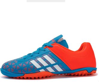 Generic Unisex Outdoor Athletic Anti-Slip Soccer Shoes - Professional Turf Football Boots - Indoor Training Soccer Cleats (Orange-Short Cleats,8.5)