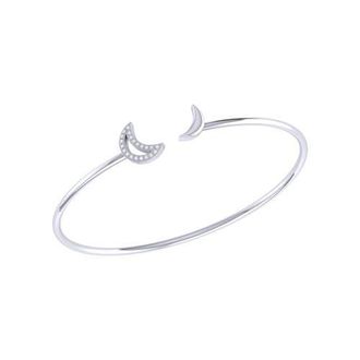 LuvMyJewelry Date Night Double Crescent Sterling Silver Diamond Adjustable Cuff at Nordstrom