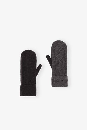 Ganni Mixed Grey and Black Cashmere Mix Mittens