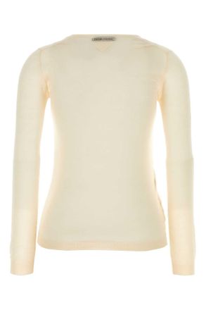 Prada Womens Skin Pink Cashmere Blend Sweater Naturale Exterior: Silk Maglieria