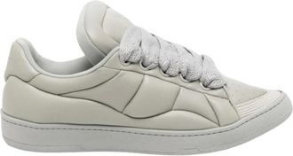 Lanvin Schoenen, Heren, Grijs, 42 EU, Leer, Minimalistische Grijze Leren Sneakers