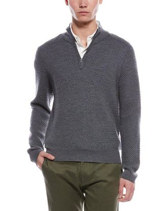 Bruno Magli Textured 1/4-Zip Merino Wool Mock Neck Sweater