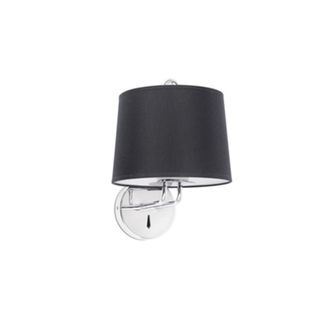 Faro Barcelona Faro Montreal Cromo, L&aacute;mpara De Pared Con Pantalla Negra