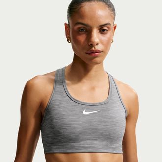 Nike Womens Swoosh Medium-Support Padded Sports Bra in Grey | DX6821-086