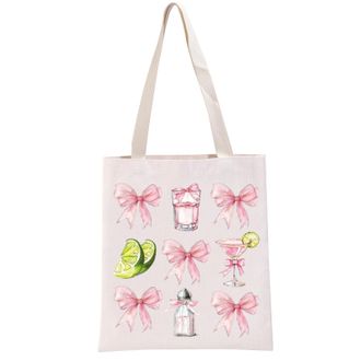 Generic G2TUP Margarita Lovers Gift Margarita Pink Ribbon Tote Bag Cocktail Handbag Drinking Lover Gift, Margarita Pink Ribbon Tb