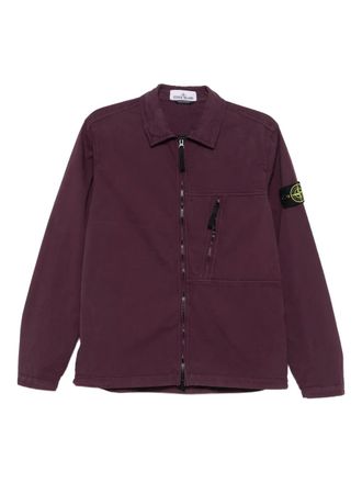 Stone Island twill zip-up shirt - men - Cotton/Elastane - XXXL - Red