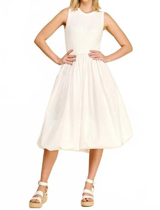 Pinch Design Bubble Hem Dress In White