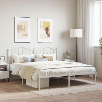 Berkfield Home Metal Bed Frame with Headboard White 160x200 cm
