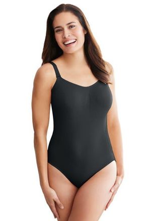 SECRET SOLUTIONS Instant Shaper Medium Control Seamless Bodysuit in Black at Nordstrom, Size 32