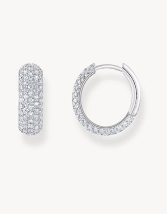Thomas Sabo Orecchini a cerchio neri e bianchi in argento