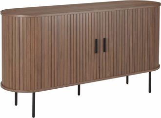 Oviala Buffet de 2 puertas en melamina y acero, 140 cm, nogal