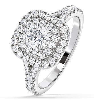 The Diamond Store Anastasia Diamond Halo Engagement Ring in Platinum 1.30ct G/VS1