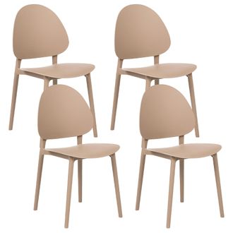 Beliani Conjunto De 4 Sillas De Jard&iacute;n De Pl&aacute;stico Para Interior Y Exterior Sin Reposabrazos Beige Ceara