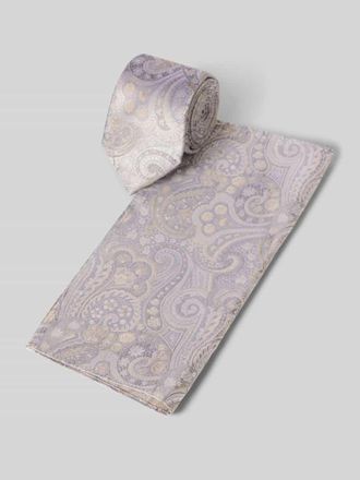 Prince Bowtie Krawatte und Einstecktuch im Set aus reiner Seide in Sand, Gr&ouml;&szlig;e 1