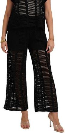 Cyrus Open Stitch Wide Leg Pull On Pants in Black at Nordstrom Rack, Size X-Large