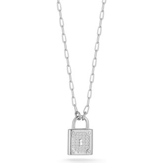 Glaze Jewelry Pav&eacute; Cubic Zirconia Padlock Pendant Necklace in Silver at Nordstrom Rack